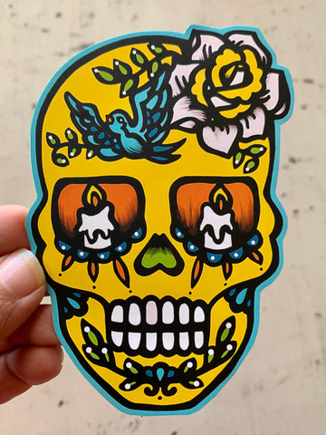 Day of the Dead Sugar Skull Sticker Decal Tattoo Art - Bird or Bee