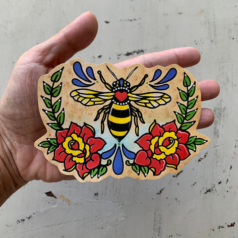 Traditional Tattoo Bee Sticker Decal