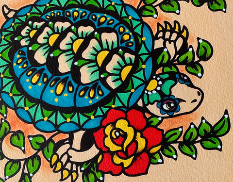 Day of the Dead Turtle Mexican Folk Art Dia de los Muertos Print