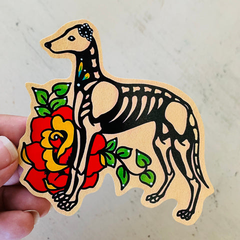 Day of the Dead Greyhound or Whippet Sticker Decal