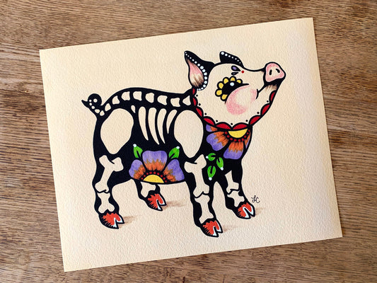 Day of the Dead Pig Mexican Folk Art Print