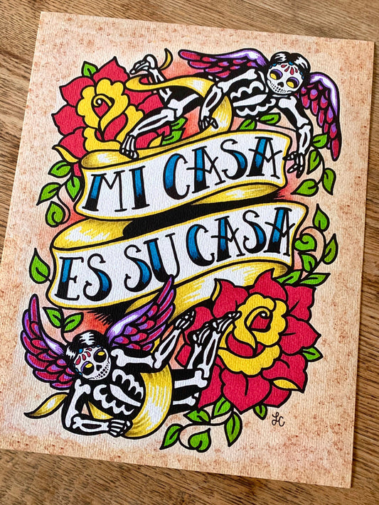"Mi Casa Es Su Casa" Sign Day of the Dead Art Print
