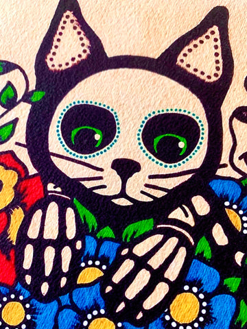 Day of the Dead Cat "Siempre en mi Corazon" Art Print