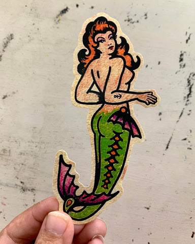 Traditional Tattoo Mermaid or Octopus Pinup Vinyl Sticker Decal