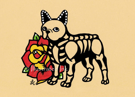 Day of the Dead Dog FRENCH BULLDOG Dia de los Muertos Art Print - Customizable