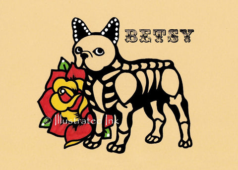 Day of the Dead Dog FRENCH BULLDOG Dia de los Muertos Art Print - Customizable