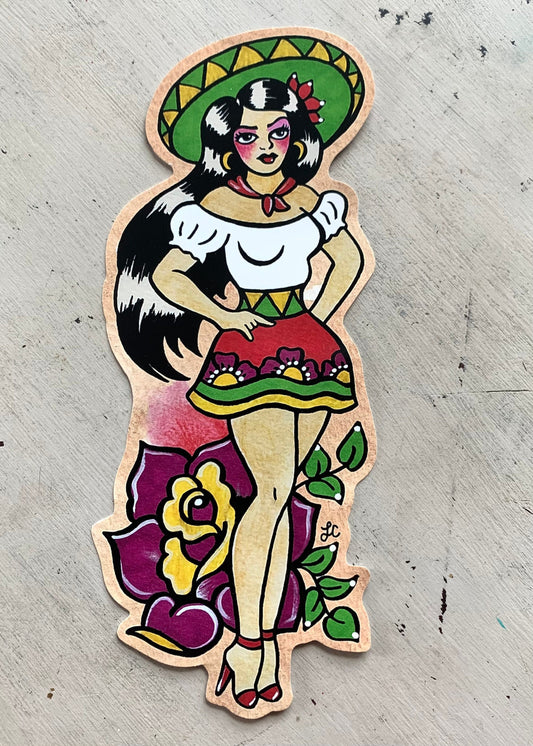 Traditional Tattoo Mexican Pinup Sticker Decal