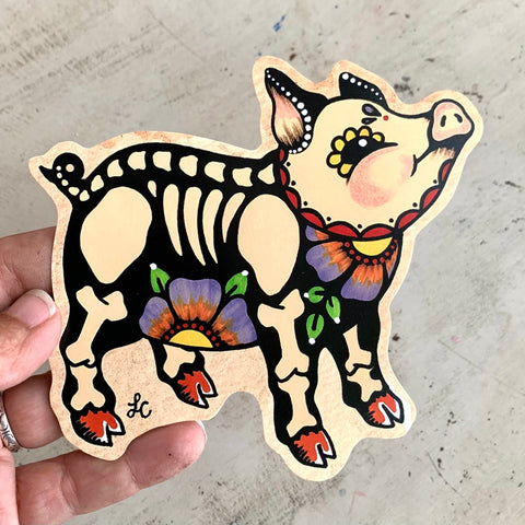 Day of the Dead Pig Sticker Decal or Magnet