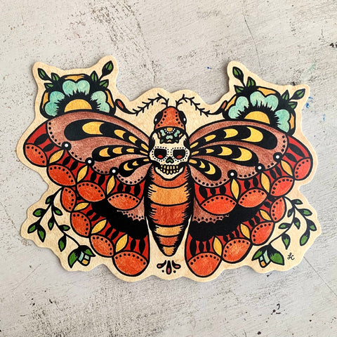Traditional Tattoo Death Moth Sticker Decal
