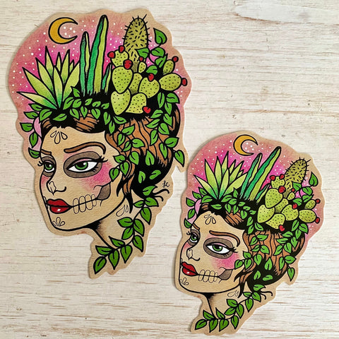 Day of the Dead Nopales Cactus Sticker Decal "Desert Dreams" Tattoo Art