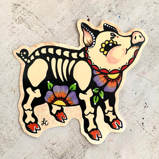 Day of the Dead Pig Sticker Decal or Magnet