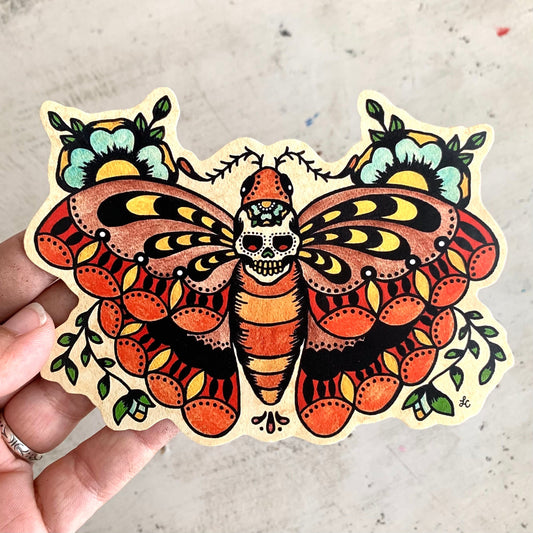 Traditional Tattoo Death Moth Sticker Decal