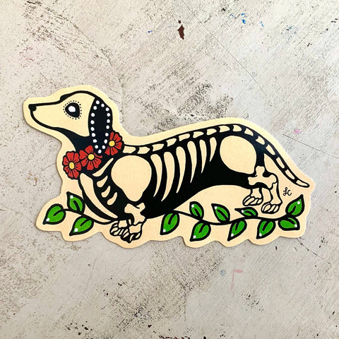 Day of the Dead Dachshund Decal Sticker