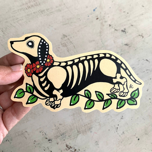 Day of the Dead Dachshund Decal Sticker