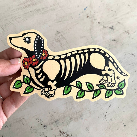 Day of the Dead Dachshund Decal Sticker