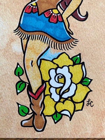 Cowgirl Pinup American Traditional Tattoo Art Print