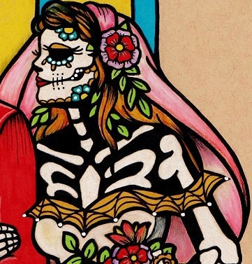 Day of the Dead Wedding Couple Bride and Groom Art Print