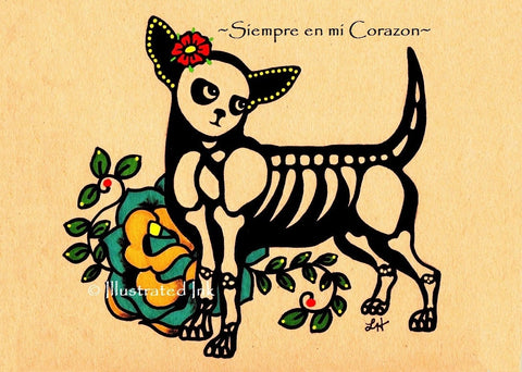 Day of the Dead Dog CHIHUAHUA Tattoo Art Print - Customizable