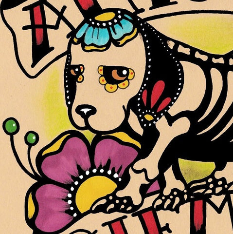 Day of the Dead Dog BEAGLE Hound Puppy Dia de los Muertos Art Print