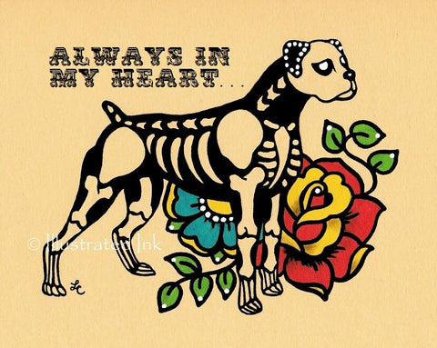 Day of the Dead BOXER Dog Dia de los Muertos Art Print - Customizable