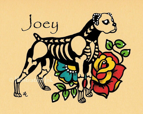Day of the Dead BOXER Dog Dia de los Muertos Art Print - Customizable