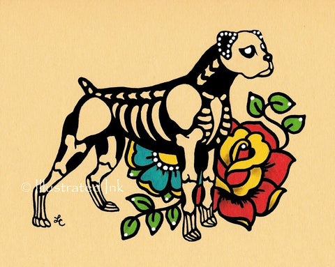 Day of the Dead BOXER Dog Dia de los Muertos Art Print - Customizable