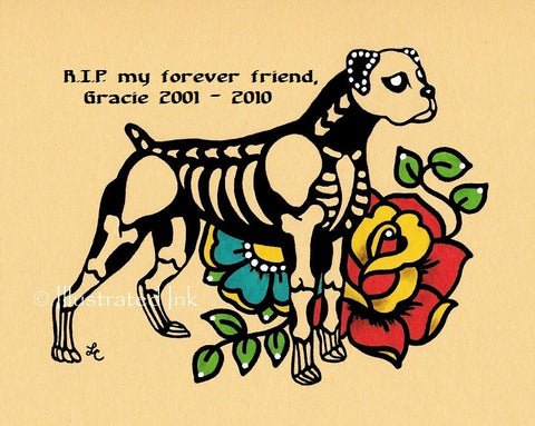 Day of the Dead BOXER Dog Dia de los Muertos Art Print - Customizable