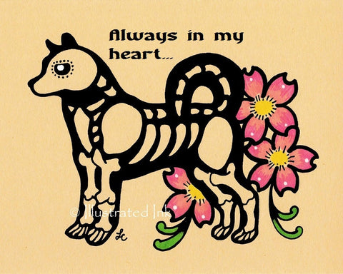 Dia de los Muertos Dog AKITA Day of the Dead Art Print - Customizable