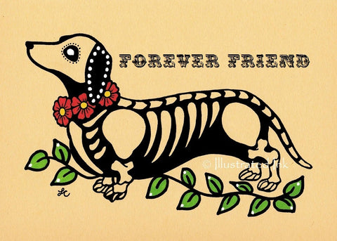 Day of the Dead Dog DACHSHUND Dia de los Muertos Art Print - Customizable
