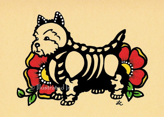 Day of the Dead Dog YORKSHIRE TERRIER Yorkie or Yorkie Poo Art Print - Customizable