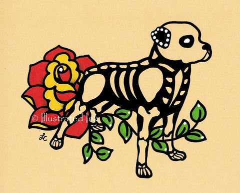 Day of the Dead Dog ROTTWEILER Dia de los Muertos Art Print - Customizable