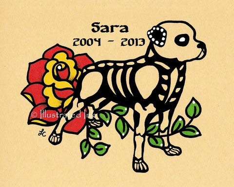 Day of the Dead Dog ROTTWEILER Dia de los Muertos Art Print - Customizable
