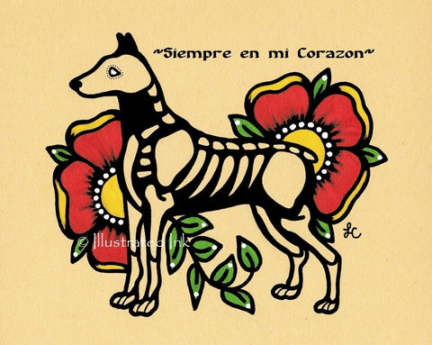 Dia de los Muertos Dog DOBERMAN Day of the Dead Art Print - Customizable