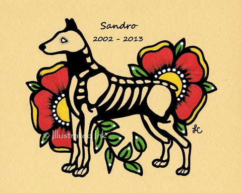 Dia de los Muertos Dog DOBERMAN Day of the Dead Art Print - Customizable