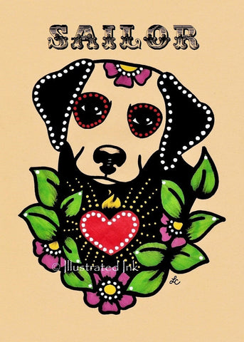 Day of the Dead Dog LABRADOR Dia de los Muertos Art Print - Customizable