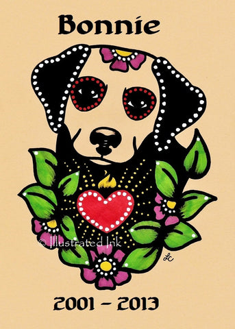 Day of the Dead Dog LABRADOR Dia de los Muertos Art Print - Customizable