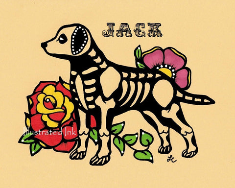 Dia de los Muertos Dog LABRADOR Day of the Dead Art Print - Customizable