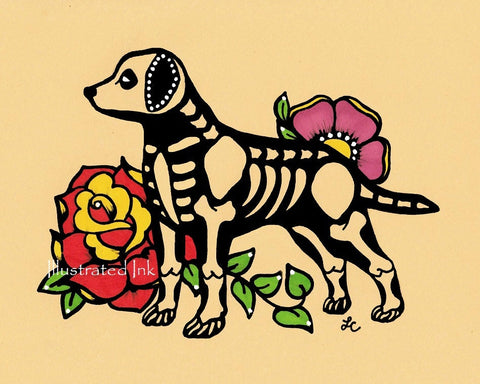 Dia de los Muertos Dog LABRADOR Day of the Dead Art Print - Customizable