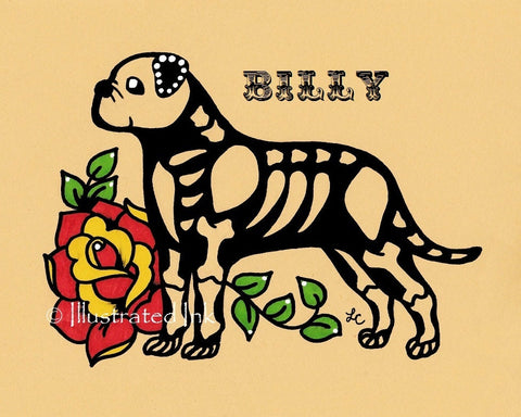 Day of the Dead Dog BULLMASTIFF Dia de los Muertos Art Print - Customizable