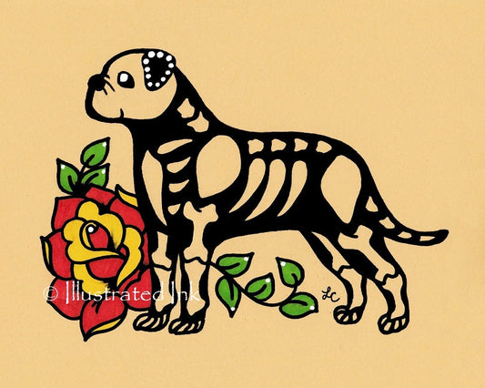 Day of the Dead Dog BULLMASTIFF Dia de los Muertos Art Print - Customizable
