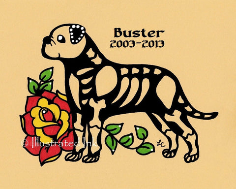 Day of the Dead Dog BULLMASTIFF Dia de los Muertos Art Print - Customizable