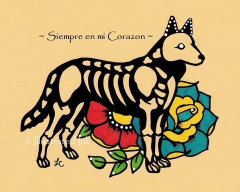 Day of the Dead Dog GERMAN SHEPHERD Dia de los Muertos Art Print - Customizable