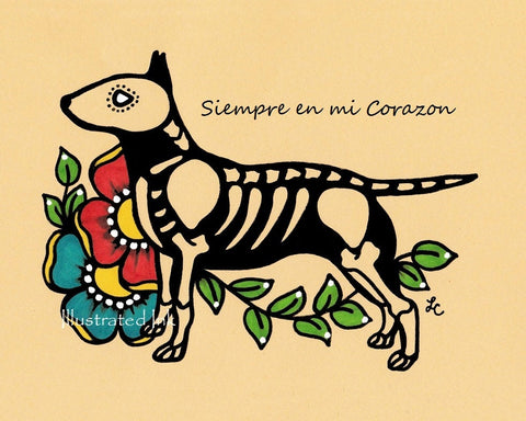 Day of the Dead Dog BULL TERRIER Dia de los Muertos Art Print - Customizable