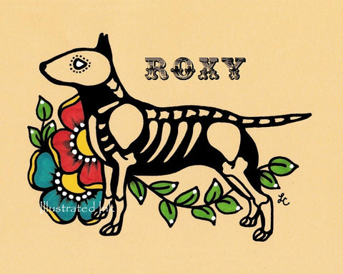 Day of the Dead Dog BULL TERRIER Dia de los Muertos Art Print - Customizable