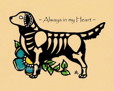 Day of the Dead Dog GOLDEN RETRIEVER Dia de los Muertos Art Print - Customizable