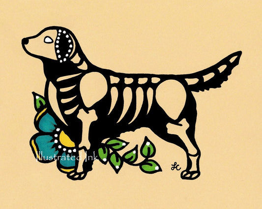 Day of the Dead Dog GOLDEN RETRIEVER Dia de los Muertos Art Print - Customizable
