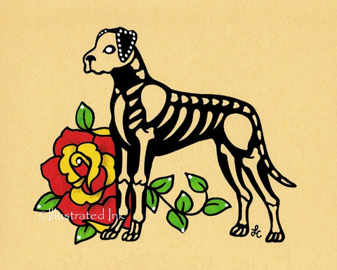 Day of the Dead Dog GREAT DANE Dia de los Muertos Art Print - Customizable