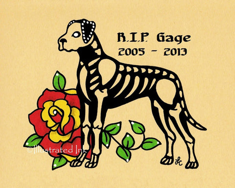 Day of the Dead Dog GREAT DANE Dia de los Muertos Art Print - Customizable