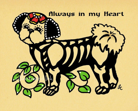 Day of the Dead Dog SHIH TZU Dia de los Muertos Art Print - Customizable