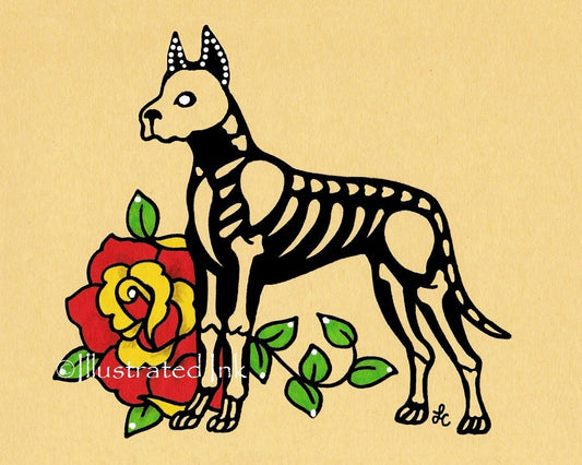 Day of the Dead Dog GREAT DANE Dia de los Muertos Art Print - Customizable